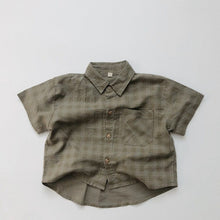 Load image into Gallery viewer, 1133SE-Korean ramie plaid shirt summer Korean children's plaid shirt short sleeves boys and girls casual thin cardigan half sleeves