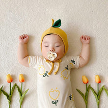 Load image into Gallery viewer, 24030416LS-Summer short-sleeved small flower cute triangle crawling suit + hat