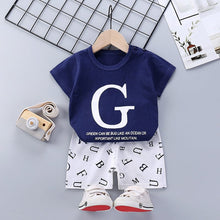 Load image into Gallery viewer, DT16TG-Children's short-sleeved suit pure cotton summer baby clothes Korean version girls T-shirt boys clothing foreign trade children's clothing