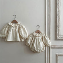 Load image into Gallery viewer, Y7216LS-2022 Korean children's clothing autumn style baby lotus leaf lapel embroidered baby shirt girl baby autumn shirt girl shirt