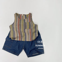 Load image into Gallery viewer, 1222SE-Korean style children's breathable and cool cotton contrast color striped vest