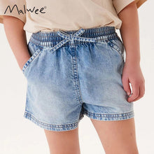 Load image into Gallery viewer, 8477PA-malwee summer European and American children's elastic waist bow jeans