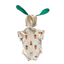 Load image into Gallery viewer, 32307LS-Summer carrot print bodysuit + hat two-piece set