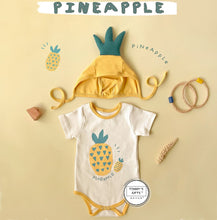 Load image into Gallery viewer, 32321LS-Summer pineapple print bodysuit + hat two-piece set