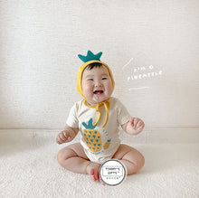 Load image into Gallery viewer, 32321LS-Summer pineapple print bodysuit + hat two-piece set