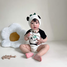 Load image into Gallery viewer, 32311LS-Summer Korean Panda Short Sleeve Style Bodysuit + Hat Two-piece Set