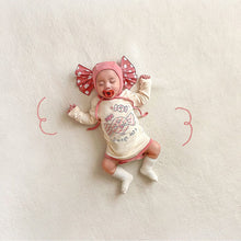 Load image into Gallery viewer, TM20703LS-Spring and summer ins style candy print long-sleeved bodysuit + hat two-piece set