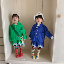 Load image into Gallery viewer, Q90600TG-Korean children's clothing children's spring and autumn suits boys' street-blasting Klein blue 2022 baby girls' jackets and pants trend