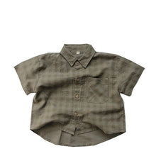 Load image into Gallery viewer, 1133SE-Korean ramie plaid shirt summer Korean children's plaid shirt short sleeves boys and girls casual thin cardigan half sleeves