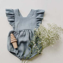 Load image into Gallery viewer, BD0A317LS-Summer breathable cotton and linen flying sleeve suspenders bodysuit