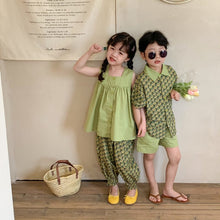 Load image into Gallery viewer, <Taiwan Pavilion> 2022X27TG-Korean version of boys and girls floral short-sleeved shorts two-piece set (A3)