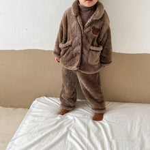 Load image into Gallery viewer, D91137JG-Winter Bear Long Fur Double Pocket Home Pajamas Set