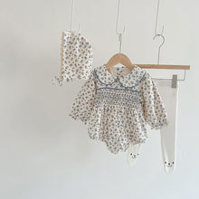 Load image into Gallery viewer, 223H39LS-Korean autumn style 2022 infant crawling clothes long-sleeved small floral waist romper baby girl hooded jumpsuit