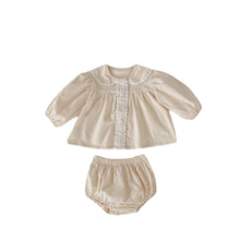 Load image into Gallery viewer, 25012TG-2022 Autumn Baby Girl Cotton Full Button Half Collar Long Sleeve Shirt + Triangle Covered Pants 2-Piece Set