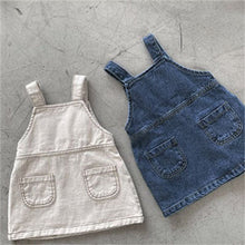 Load image into Gallery viewer, 24D61DS-Children's Korean version ins spring and summer new overalls skirt girls Korean style personality retro loose denim overalls dress