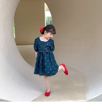 Load image into Gallery viewer, 22B049PCW-High-end polka dot parent-child outfit ins dress French retro internet celebrity long skirt chiffon print skirt mother and daughter outfit