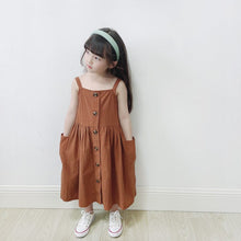Load image into Gallery viewer, 23006DS-Summer Japanese retro multi-button cotton casual suspender dress