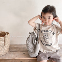 Load image into Gallery viewer, 122255SE-Summer children's Korean style bear print linen cotton short-sleeved top