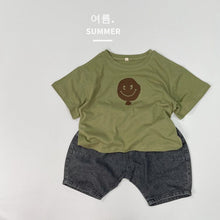 Load image into Gallery viewer, 1201SE-Summer Korean soft cotton smiley face print round neck short-sleeved top