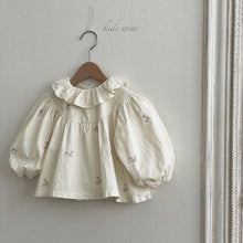 Load image into Gallery viewer, Y7216LS-2022 Korean children's clothing autumn style baby lotus leaf lapel embroidered baby shirt girl baby autumn shirt girl shirt