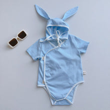 Load image into Gallery viewer, 6199LS-Summer Korean style hemming romper + rabbit ear hat two-piece set