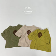 Load image into Gallery viewer, 1201SE-Summer Korean soft cotton smiley face print round neck short-sleeved top