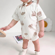 Load image into Gallery viewer, 32313LS-Summer Korean version of bunny full print bodysuit + hat two-piece set
