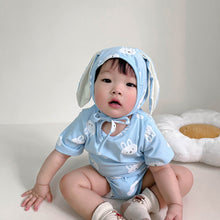 Load image into Gallery viewer, 32313LS-Summer Korean version of bunny full print bodysuit + hat two-piece set