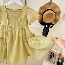 Load image into Gallery viewer, 22789DS-Summer solid color puff sleeve princess dress