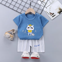 Load image into Gallery viewer, DT16TG-Children's short-sleeved suit pure cotton summer baby clothes Korean version girls T-shirt boys clothing foreign trade children's clothing