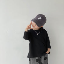 Load image into Gallery viewer, BB-2121PCW-2022 autumn and winter new children's clothing Japanese style boys and girls one-shoulder long-sleeved T-shirt parent-child clothing
