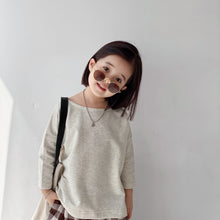Load image into Gallery viewer, BB-2121PCW-2022 autumn and winter new children's clothing Japanese style boys and girls one-shoulder long-sleeved T-shirt parent-child clothing