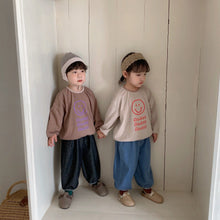 Load image into Gallery viewer, Q90388SE-Korean children's clothing children's spring and autumn style long-sleeved simple printed T-shirt boys and girls baby Korean cotton T-shirt bottoming shirt top
