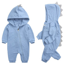 Load image into Gallery viewer, HY2946LS-New cross-border infant dinosaur hooded cotton jumpsuit for boys and girls long-sleeved crawling clothes baby jumpsuit