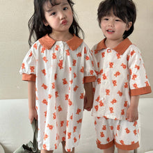 Load image into Gallery viewer, X81878DS-Summer short-sleeved full-print bear dress & top and shorts two-piece set