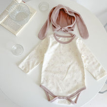 Load image into Gallery viewer, k2531LS-ins autumn pure cotton baby cute rabbit long-sleeved triangle romper baby concave shape out crawling clothes (including hat)