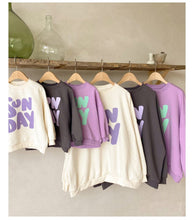 Load image into Gallery viewer, 23D1915PCW- Korean version of children's spring and autumn new parent-child wear Korean style letters loose casual long-sleeved parent-child terry sweater t