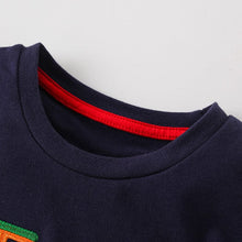 Load image into Gallery viewer, 8386TG-malwee Summer European and American children's round neck short-sleeved top + striped shorts two-piece set