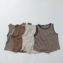 Load image into Gallery viewer, 1052SE-Korean summer children's sleeveless vest soft bamboo cotton solid color stripes thin boys and girls wear stylish vest