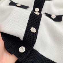 Load image into Gallery viewer, M2020TG-Spring Fashion Knitted Colorblocked Chanel Style Sleeveless Bodysuit & Long Sleeve Knitted Jacket