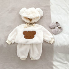 Load image into Gallery viewer, H10055LS-Cute bear pullover thick warm top trousers set & climbing suit