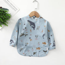 Load image into Gallery viewer, 000263SE-Danish children's long-sleeved pu reverse wear baby eating clothes bib super soft waterproof baby rice pocket