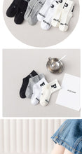 Load image into Gallery viewer, WH0307AC- Spring and Autumn Thin Big Kids Baby Letter Middle Socks (4 in a Set)