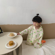 Load image into Gallery viewer, Q90991JG-Children's pajamas boys spring and autumn pure cotton gauze A-type baby long-sleeved thin suit children girls home clothes