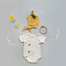 Load image into Gallery viewer, 24030416LS-Summer short-sleeved small flower cute triangle crawling suit + hat