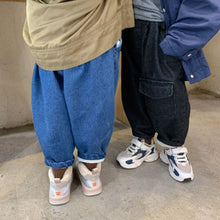 Load image into Gallery viewer, D91289PA-Winter children's thickened fleece single pocket denim trousers