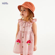 Load image into Gallery viewer, S1556DS-Little maven summer European and American cute mushroom plaid dress