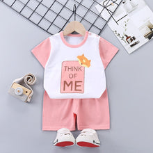 Load image into Gallery viewer, DT16TG-Children's short-sleeved suit pure cotton summer baby clothes Korean version girls T-shirt boys clothing foreign trade children's clothing