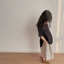 Load image into Gallery viewer, <Taiwan Pavilion> BB-2209SE-New Spring and Summer Children's Clothing Japanese Style Boys and Girls Solid Color Arc Short Sleeve T-shirt Parent-child Outfit (A3)