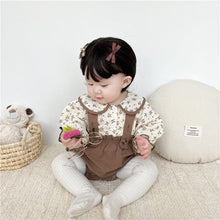 Load image into Gallery viewer, 6598TG-Spring and Autumn Korean Style Small Floral Long Sleeve Shirt + Bib Bag Pants Two-piece Set